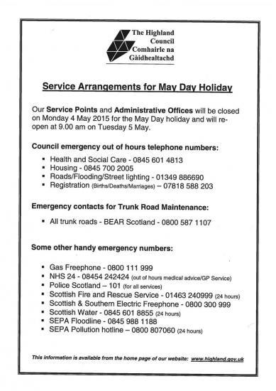 Photograph of Highland Council - Offices Closed on Monday 4th May