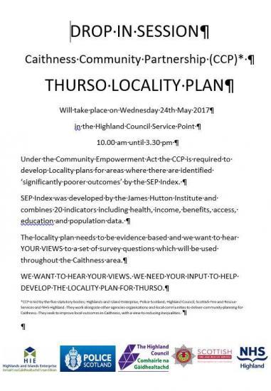 Photograph of Thurso Locality Plan - Drop-in Session