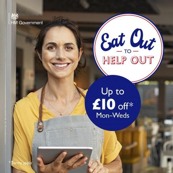 Photograph of Eat Out To Help Out - Look For The Logo - Up To £10 Off Every Meal Mon - Wed