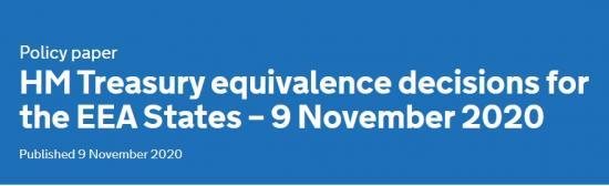 Photograph of Brexit - Hm Treasury Equivalence Decisions For The EEA States - 9 November 2020