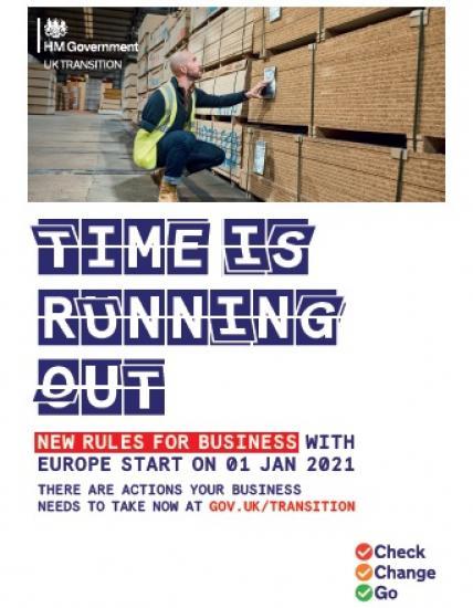 Photograph of Flyer sent to businesses on how to prepare for new rules from 1 January 2021