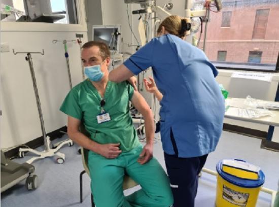 Photograph of First COVID-19 vaccine delivered in NHS Highland