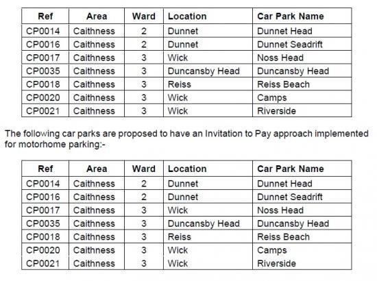 Photograph of Caithness Area Committee of Highland Council To Discuss Parking Charges for Motor Homes