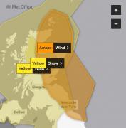 Thumbnail for article : Now Red - Amber Weather Warning Raised to Red For East Including  Caithness and Orkney