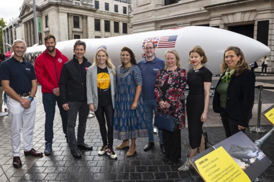 Photograph of Life-size Replica Rocket Lands In London