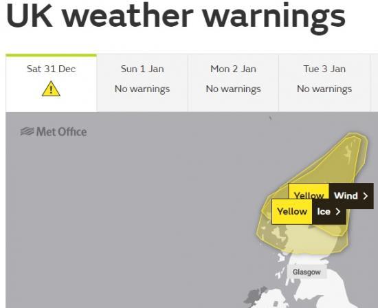 Photograph of Wind and Ice Warning for Saturday