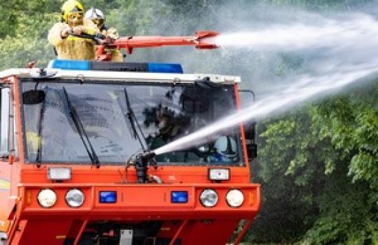Photograph of RAF to provide specialist firefighting vehicles and training to Ukraine's firefighters ahead of 500 days of war