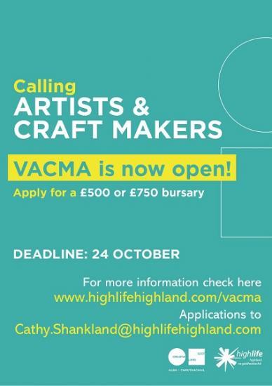 Photograph of VACMA applications open to artists in Highland, Moray and Western Isles 