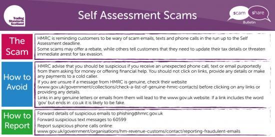 HMRC Warning Self Assessment Scams :: Caithness Business Index