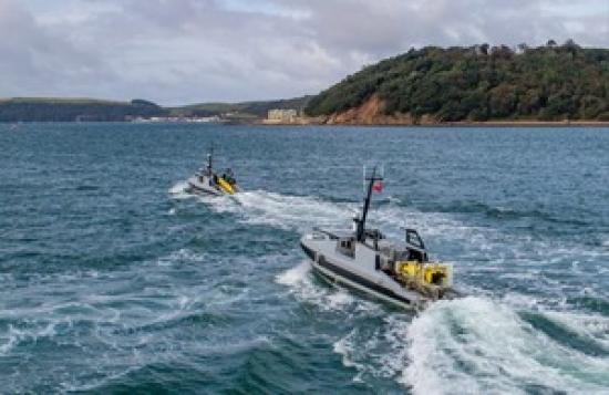 Photograph of First uncrewed mine countermeasures vessel delivered to UK Royal Navy, supporting British jobs and boosting British security