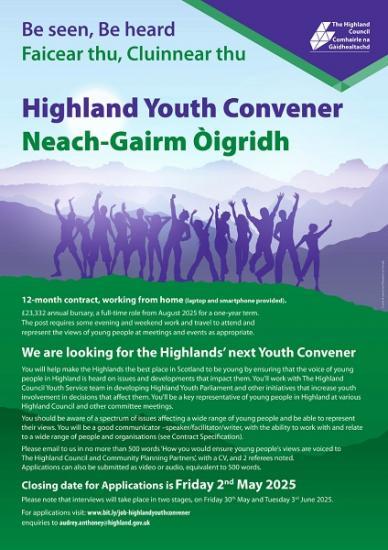 Photograph of Call goes out for new Highland Youth Convener 2025-2026