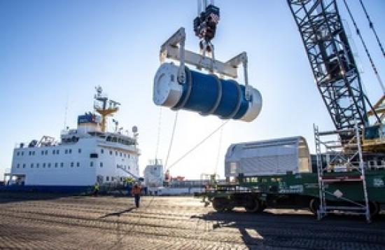 Photograph of Second shipment of vitrified waste from UK to Germany completed
