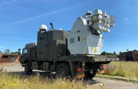 Photograph of British soldiers take down drone swarm in groundbreaking use of radio wave weapon