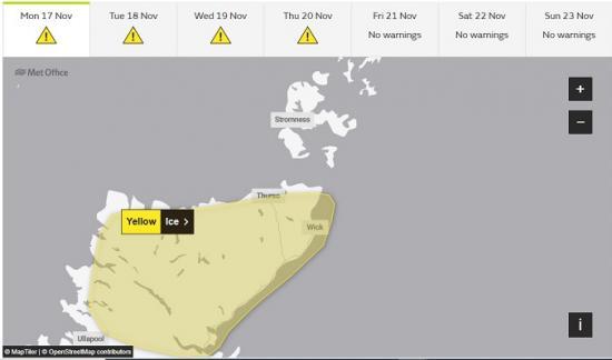 Photograph of Met Office Weather Warning - Tueday to Thursday 
