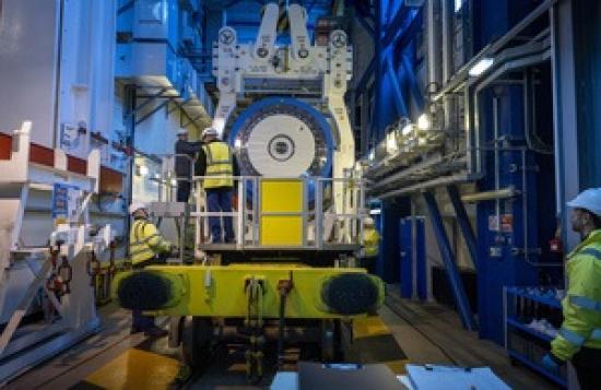 Photograph of Third and final shipment of vitrified waste from the UK to Germany