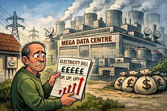 Photograph of SHOULD YOU PAY OR SHOULD DATA‑CENTRE GIANTS FOOT THE BILL?   Why the UK’s New Electricity Gold Rush Could Leave Ordinary Households Picking Up the Tab