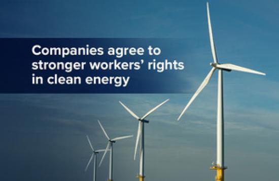 Photograph of Companies agree to stronger workers’ rights in clean energy