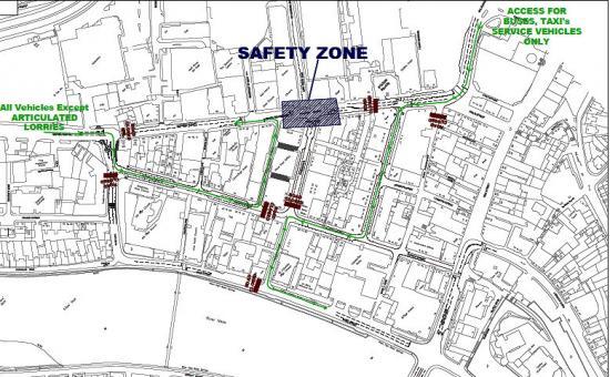 Photograph of Traffic arrangements in Inverness following Academy Street fire